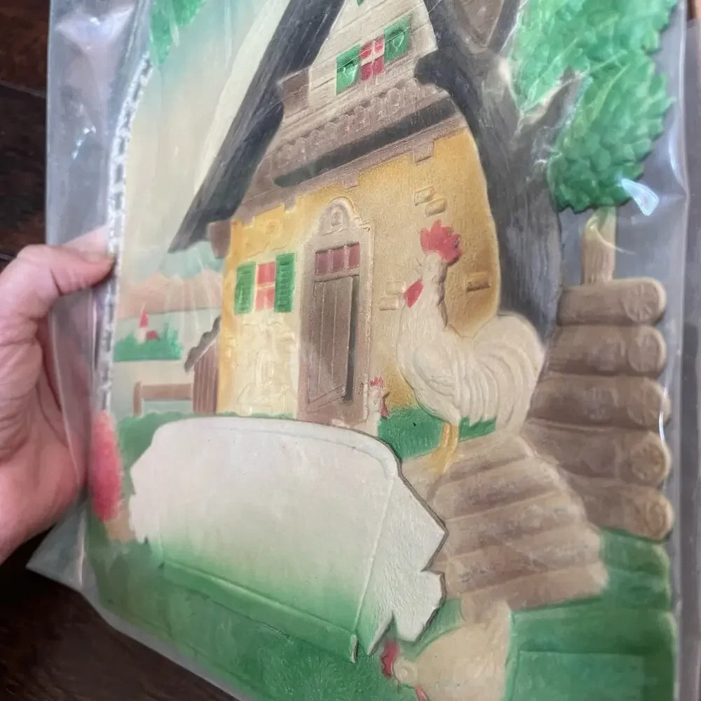 Vintage German Die Cut Embossed Calendar Topper Wall Art 1950s Advertising